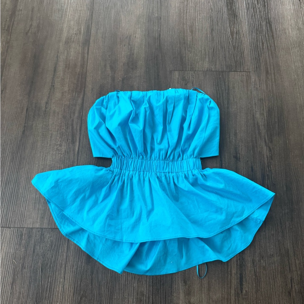 fab'rik Blue Strapless Crop Top